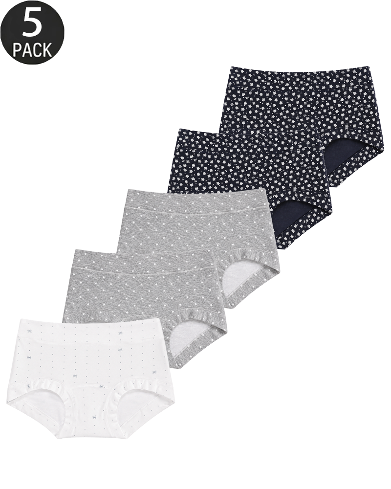 5-Pack Comfortable Antibacterial Seamless Boyshort Panties with Extended Gusset