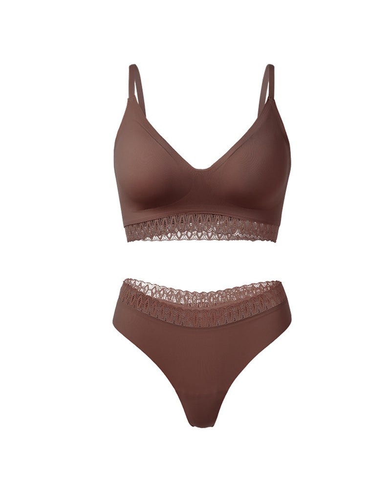 Seamless Sexy Lace Splicing Beautiful Back Underwear Set