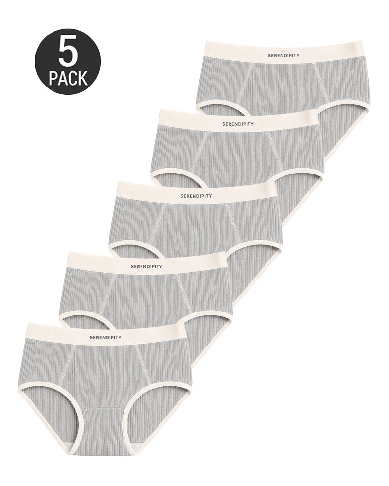 5-Pack Colorblock Ribbed Cotton Stretch Breathable Briefs