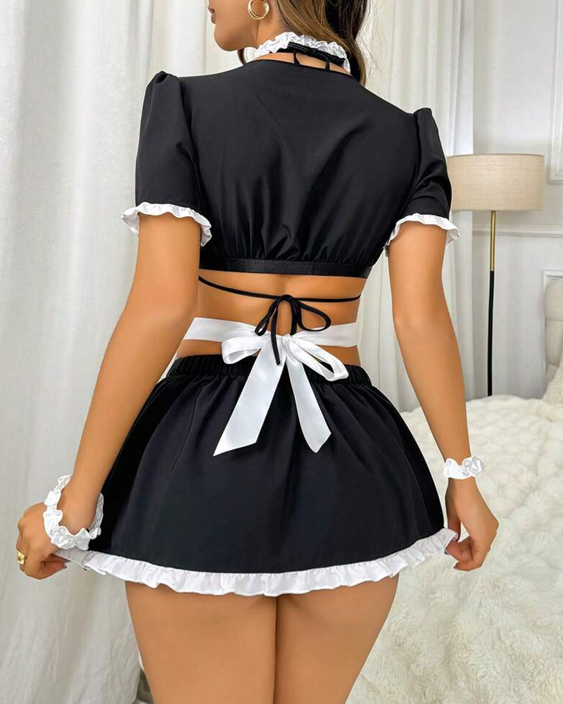 Sexy Cutout Maid Roleplay Lingerie Set
