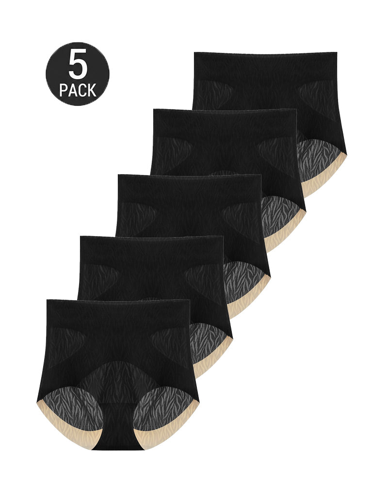 5-Pack High Waist Seamless Ice Silk Breathable Jacquard Panties