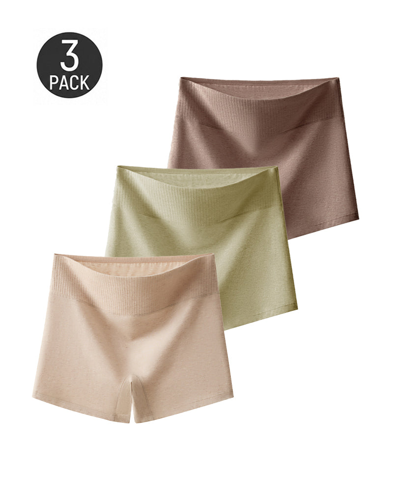 3-Pack Pure Cotton High Waist Tummy Control Seamless Breathable Boyshorts
