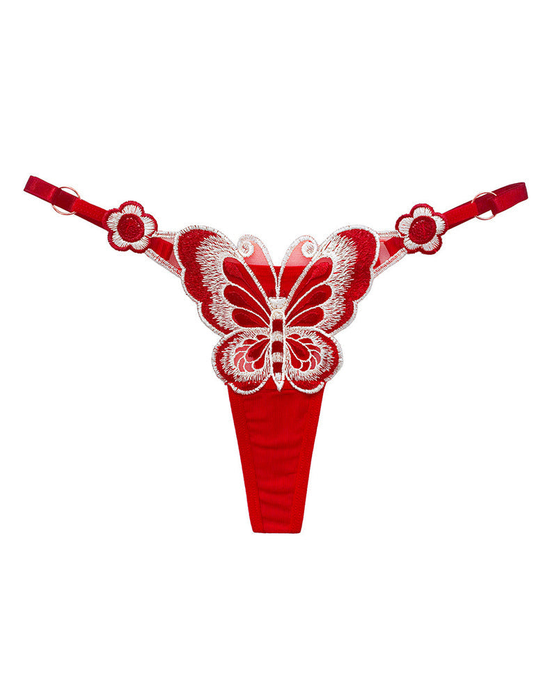 Sexy Butterfly Embroidered Low-rise Thong