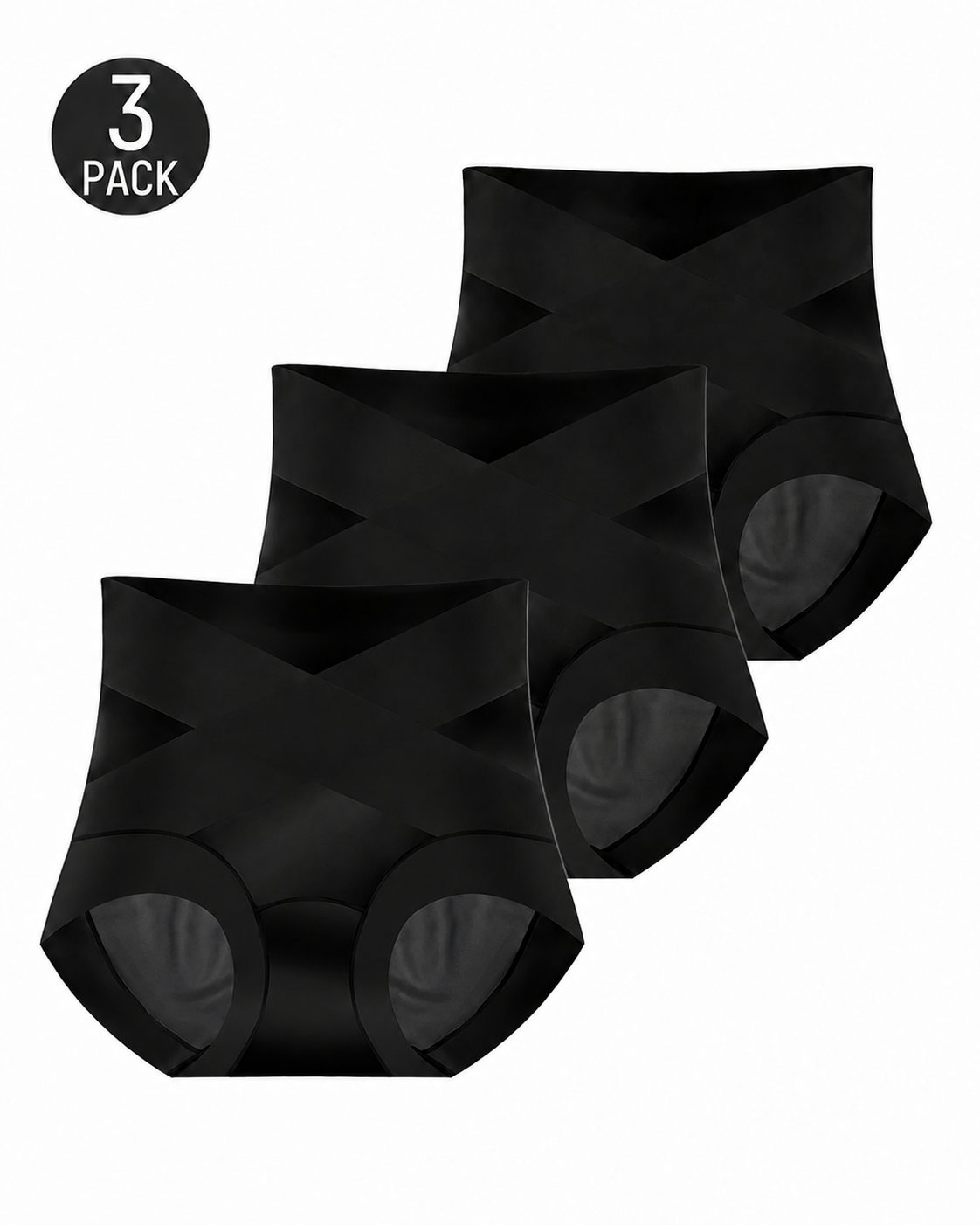 3-Pack High Waist Cross Compression Sheer Mesh Shaping Panties