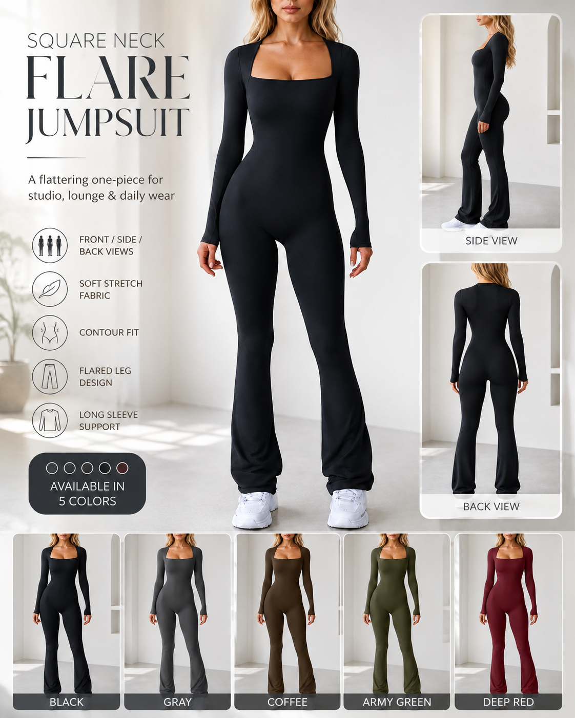 Seamless Stretch Long Sleeve Fitness Yoga One Piece Jumpsuit