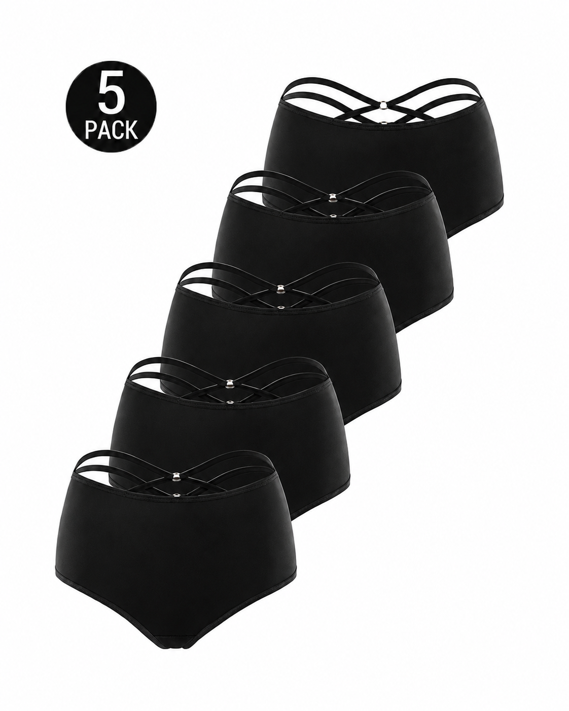 5-Pack High Waisted Criss Cross Back Seamless Briefs