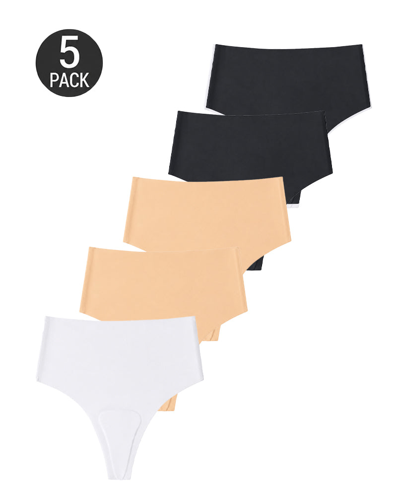 5-Pack Seamless Elastic Invisible Anti-Camel Toe Thongs