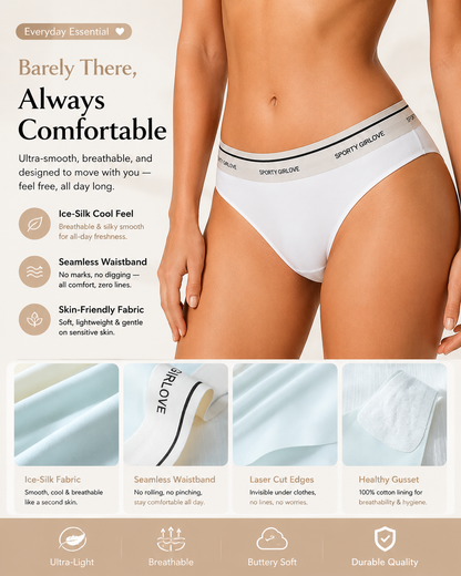 6-Pack Sexy Ice Silk Seamless Letter Colorblock Thongs