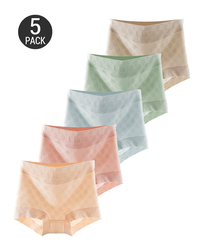 5-Pack Seamless High Waist Pure Cotton Jacquard Panties