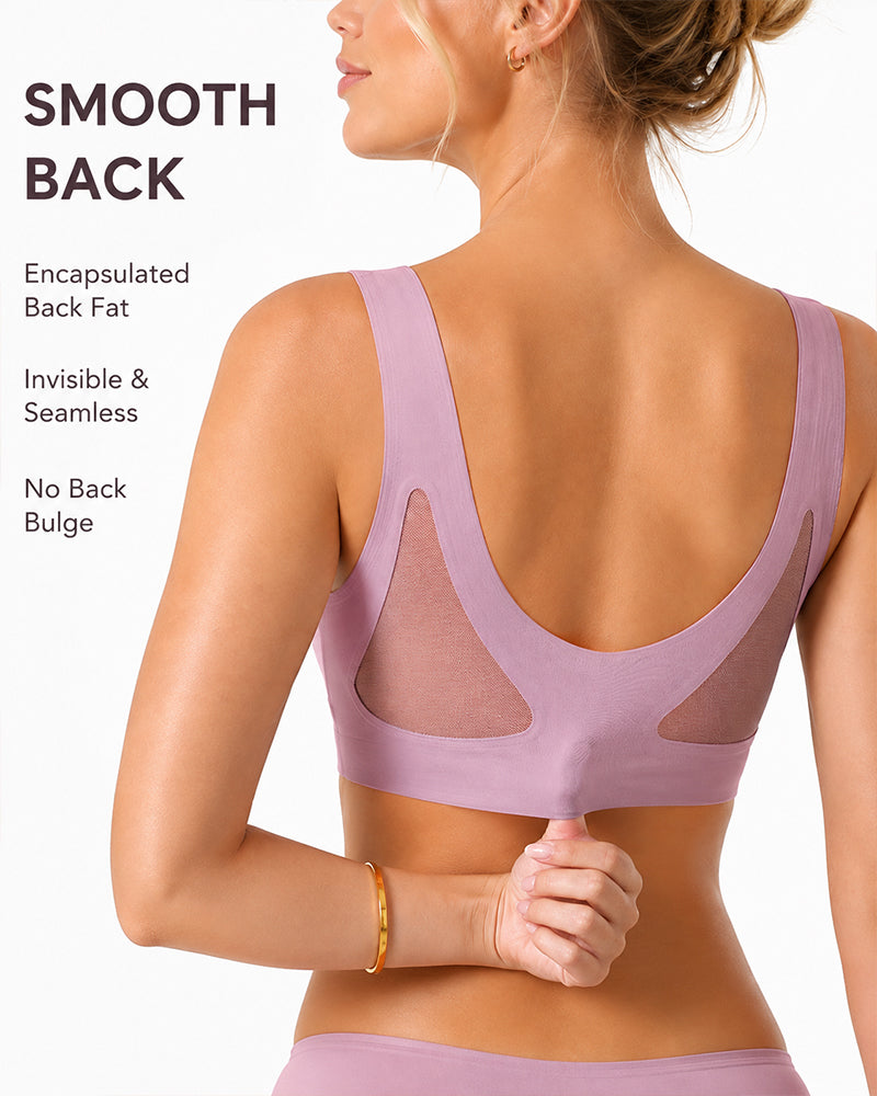 2-Pack Deep V Seamless Breathable Mesh Cutout Vest Bra