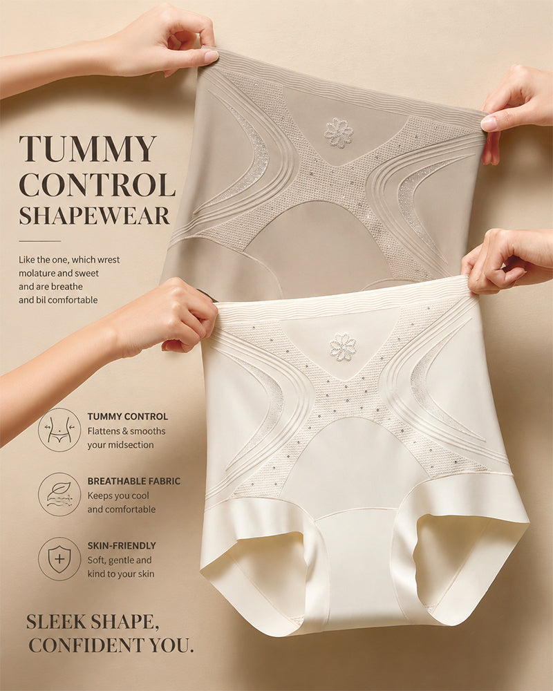 3-Pack Seamless Ice Silk High Waist Tummy Control Shaping Panties