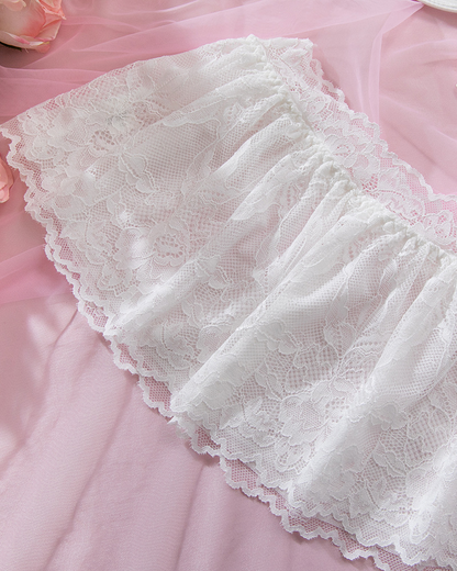 Sexy Lace Ruffle Push-Up Cutout Two-Piece Lingerie Set