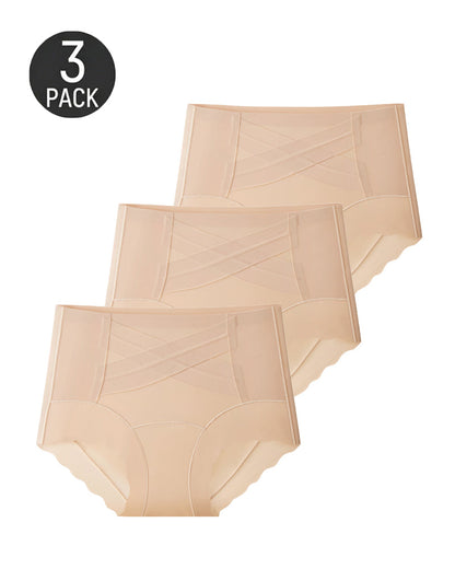 3-Pack High Waist Crossover Tummy Control Seamless Shaping Panties