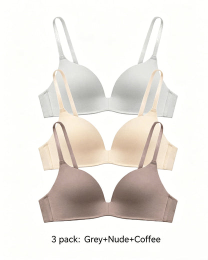3-Pack Comfortable Wire-Free V-Neck T-Shirt Bra