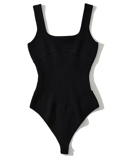 Knit Stretch Slim V Neck Vest Tights Sleeveless Backless Sexy Tights
