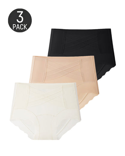 3-Pack High Waist Crossover Tummy Control Seamless Shaping Panties