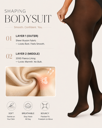 Paneled Fleece-Lined Tummy Control Footed Bodysuit