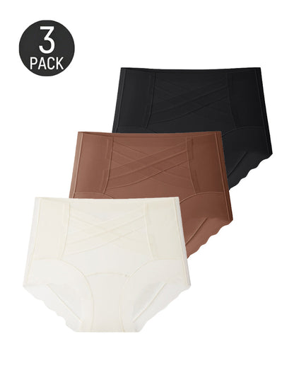 3-Pack High Waist Crossover Tummy Control Seamless Shaping Panties