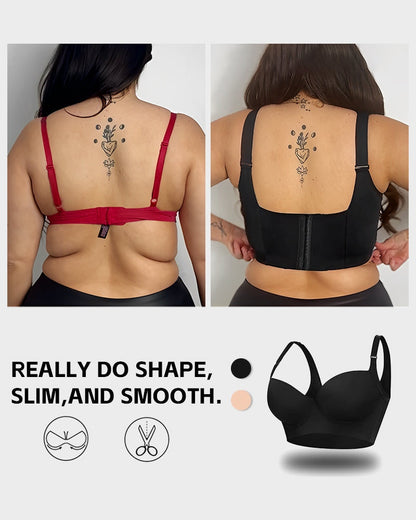 [2-Pack] Extra Firm High Compression Full Cup Push Up Bra - Black