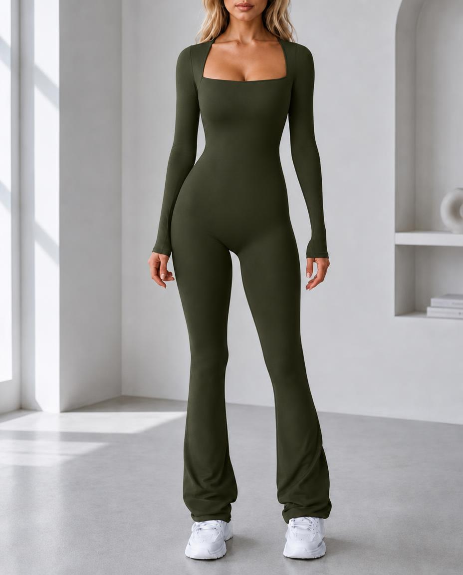 Seamless Stretch Long Sleeve Fitness Yoga One Piece Jumpsuit