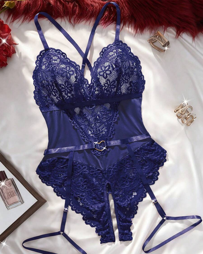 Sexy Lace Heart Buckle Bodysuit Lingerie