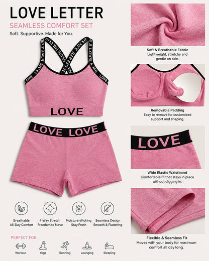Casual Seamless Comfortable Letter Colorblock Underwear Set