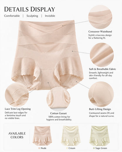 2-Pack High Waist Tummy Control Seamless Cross-over Sheer Mesh Boxer Briefs