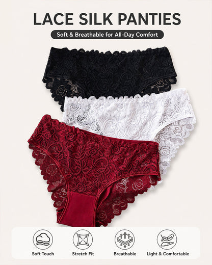 5-Pack Sexy Lace Openwork Cotton Crotch High Elastic Panties