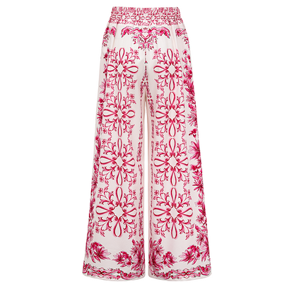 Sling Lily and Majolica Series Pattern Print One Piece Swimsuit and Skirt or Pants