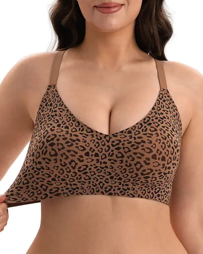 Women's Seamless Deep V Wire-Free Lace Back Vest Bra