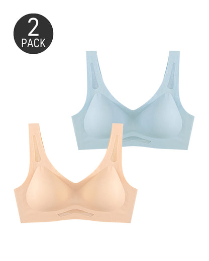 2-Pack Deep V Seamless Breathable Mesh Cutout Vest Bra