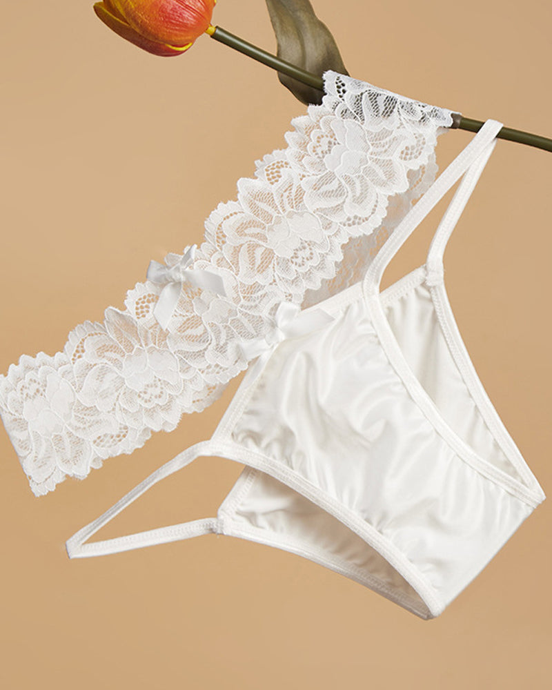 Sexy Satin Lace Openwork Breathable Panties