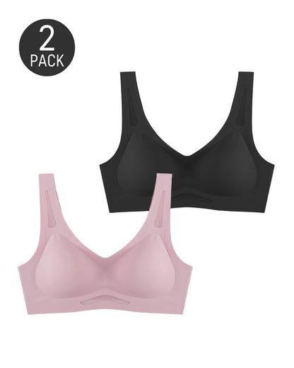 2-Pack Deep V Seamless Breathable Mesh Cutout Vest Bra