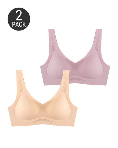 2-Pack Deep V Seamless Breathable Mesh Cutout Vest Bra