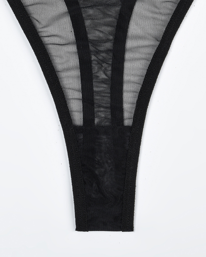 Sexy Solid Color Sheer Mesh Lingerie Set