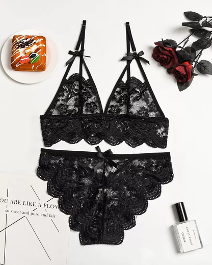 Sexy Sheer Lace Two-Piece Lingerie Set