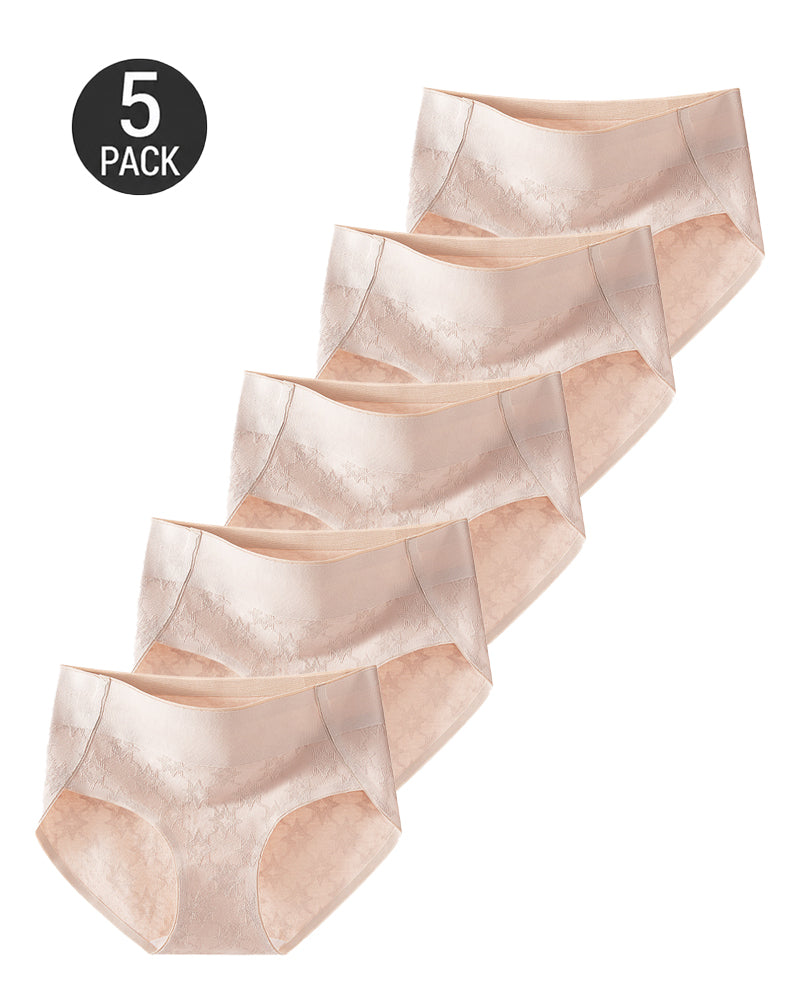 5-Pack Pure Cotton Jacquard High-Slit Stretch Briefs