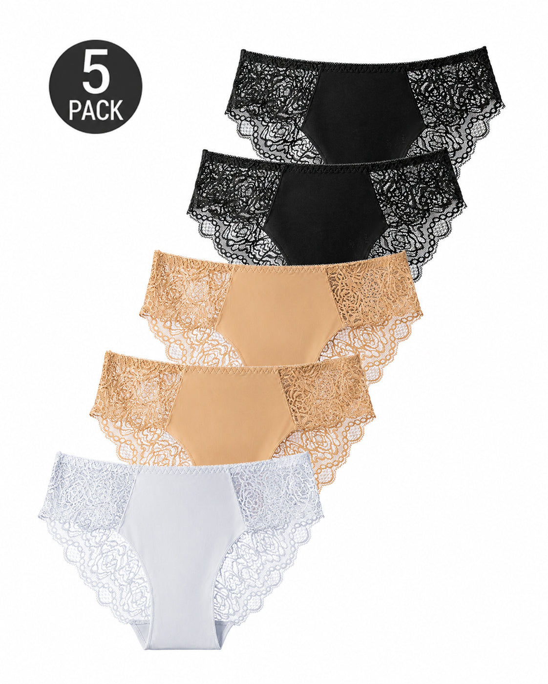 5-Pack Sexy See-through Floral Lace Seamless Panties