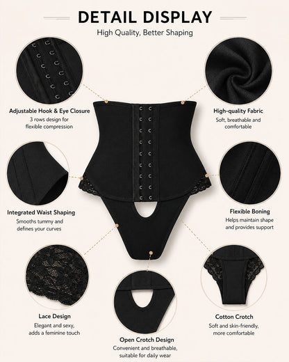Front Closure Hook-eye Tummy Control Lace Shaping Panties