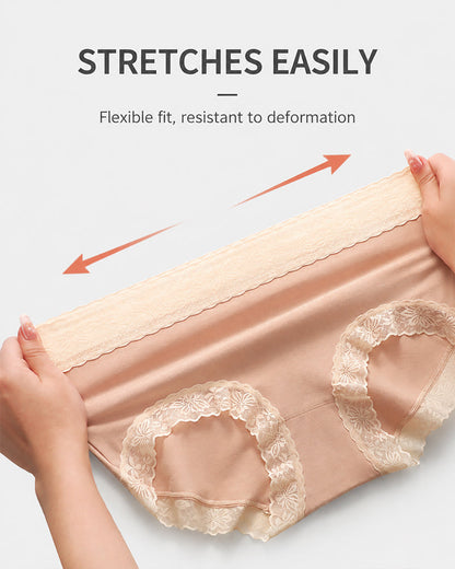 5-Pack Pure Cotton Lace Trim Seamless Breathable Briefs