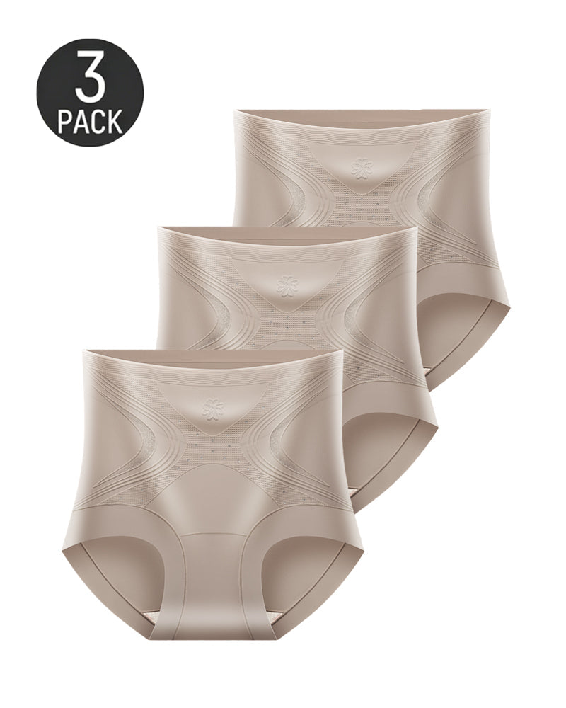 3-Pack Seamless Ice Silk High Waist Tummy Control Shaping Panties