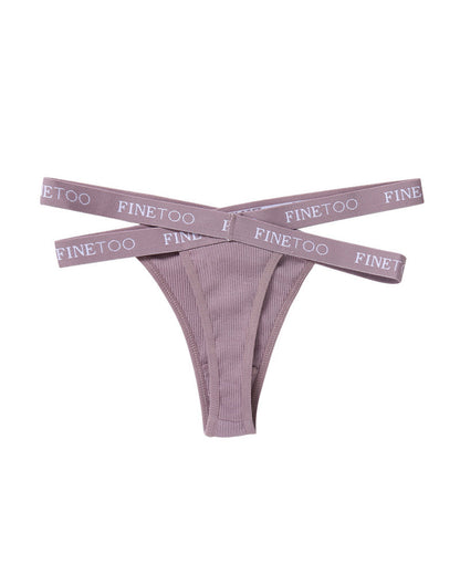 Women's Cotton High Waist Sexy Letter Printed Cross Sports Belt Thong