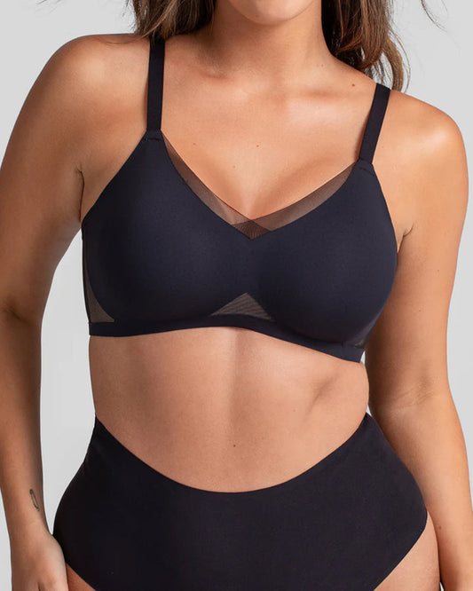 Women's V-Neck Mesh Gathered Seamless Comfortable Cross Bra