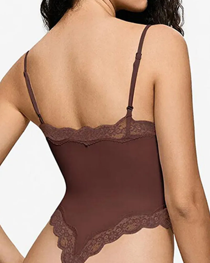 Women's Spaghetti Strap Lace Seamless Sexy Bodysuit and Jumpsuit