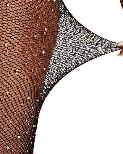 Women's Sexy Elastic Super Shiny Rhinestone Fishnet Stockings