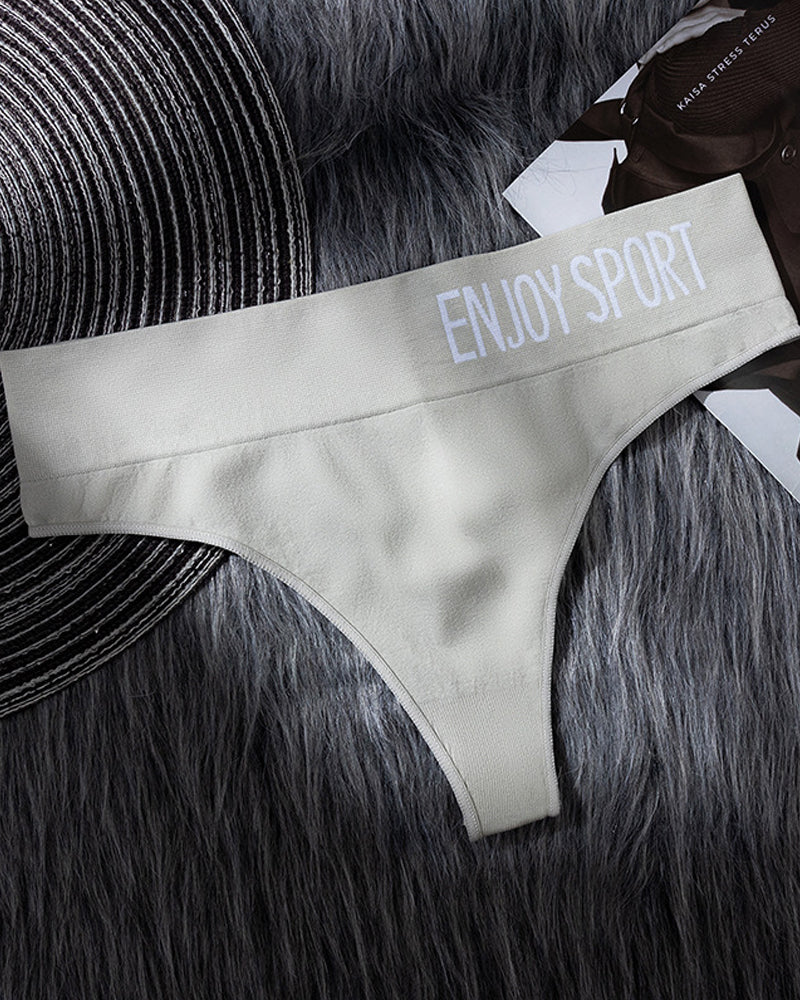 Women's Sexy Seamless Sports Fitness Letter Wide Waist Briefs