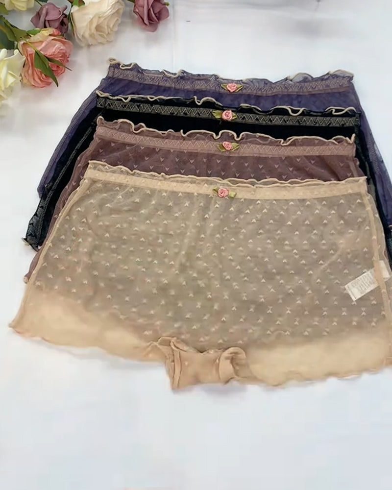 Multipack Women's Heart Lace Flower Decoration High Elastic Underwear