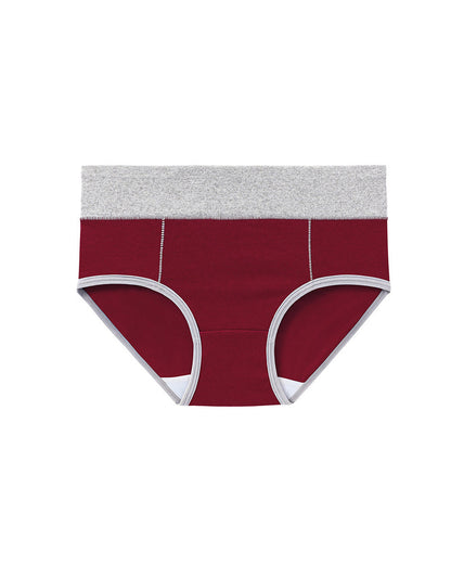 Women's Mid-Rise Colorblock Plus Size Cotton Butt Lifting Waist Briefs