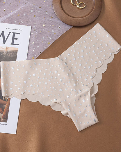 Sexy Seamless Ice Silk Heart Star Printed Panties