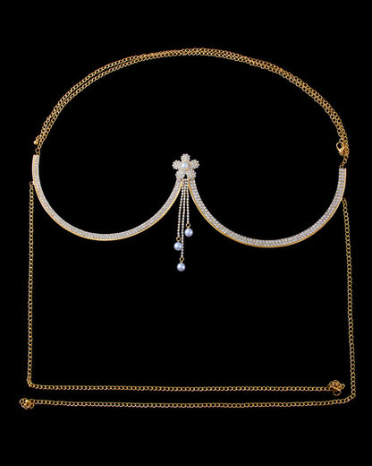 Fashion Sexy Diamond Studded Tassel Bra Necklace